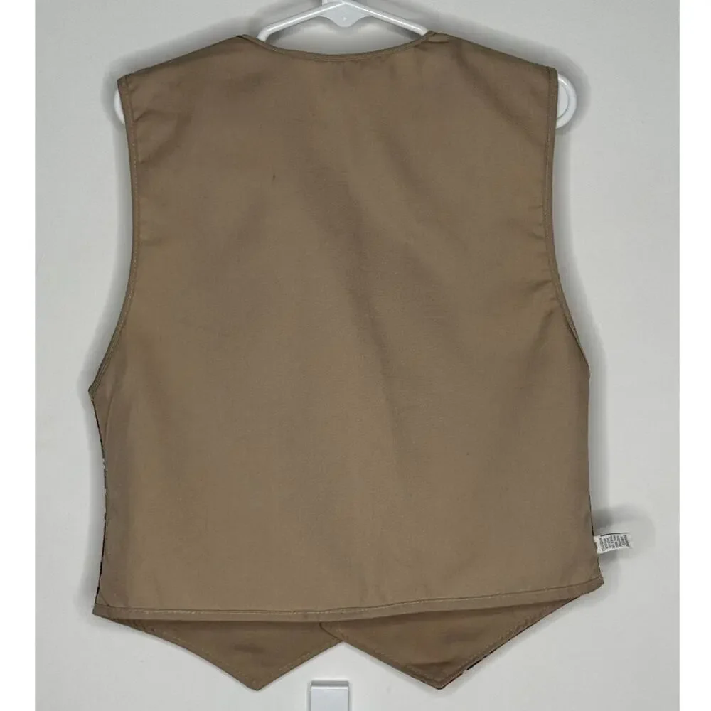 1980s Billy The Kid Boys Khaki Suit Set Jacket Vest Size 8 USA
